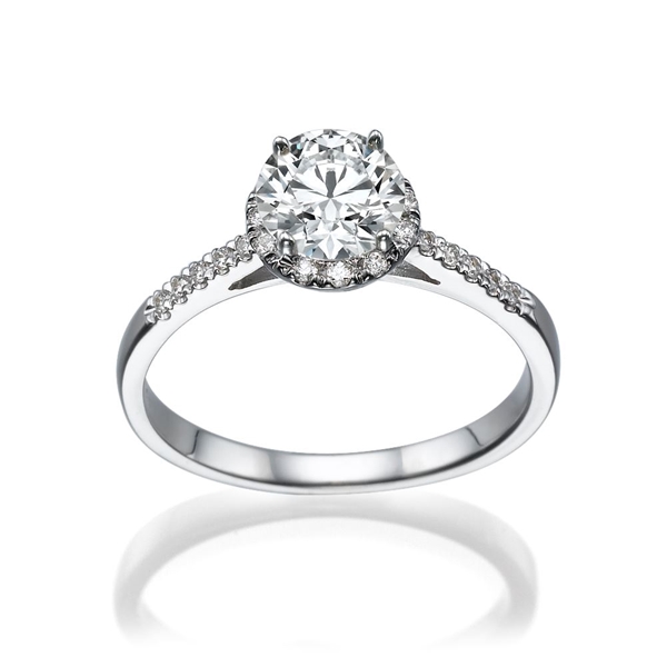 Picture of 0.78 Total Carat Halo Engagement Round Diamond Ring