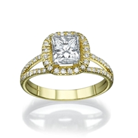 Picture of 0.58 Total Carat Halo Engagement Princess Diamond Ring