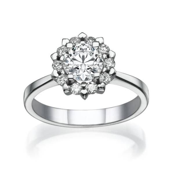 Picture of 0.95 Total Carat Halo Engagement Round Diamond Ring