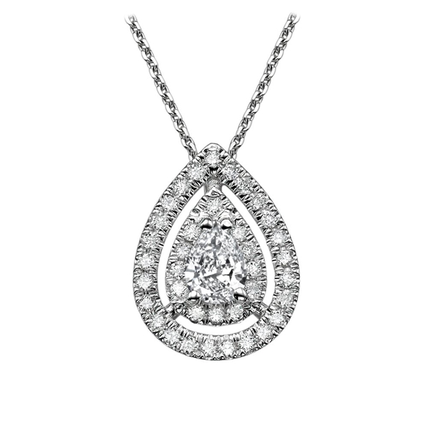 Picture of 0.87 Total Carat Halo Pear Diamond Pendant