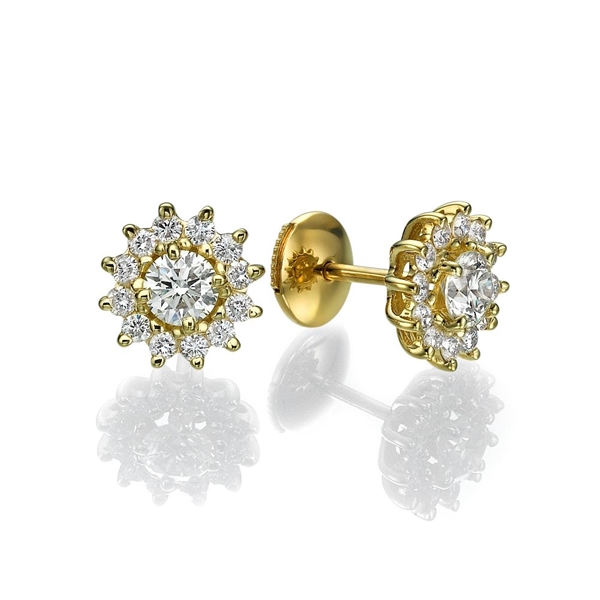 Picture of 1.28 Total Carat Stud Round Diamond Earrings