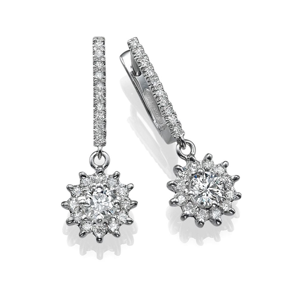 Picture of 1.36 Total Carat Drop Round Diamond Earrings