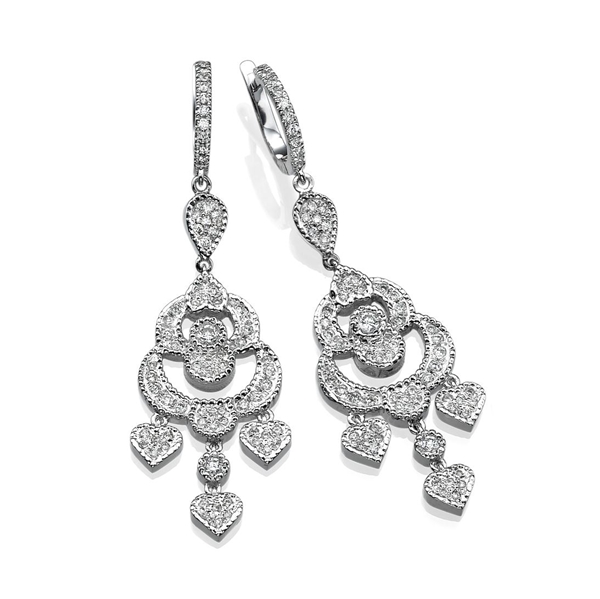 Picture of 1.05 Total Carat Drop Round Diamond Earrings