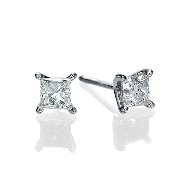 Picture of 2.00 Total Carat Stud Princess Diamond Earrings