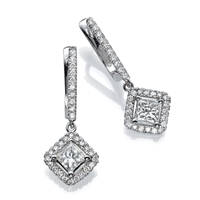 Picture of 1.88 Total Carat Drop Princess Diamond Earrings