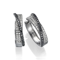 Picture of 0.75 Total Carat Hoop Round Diamond Earrings