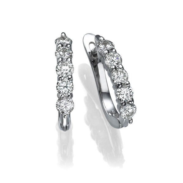 Picture of 1.00 Total Carat Hoop Round Diamond Earrings