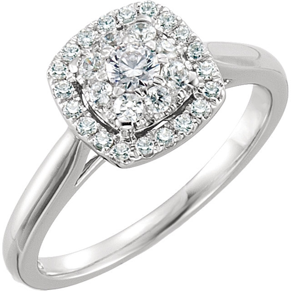 Picture of 0.50 Total Carat Halo Engagement Round Diamond Ring