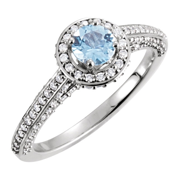 Picture of 0.63 Total Carat Halo Engagement Round Diamond Ring