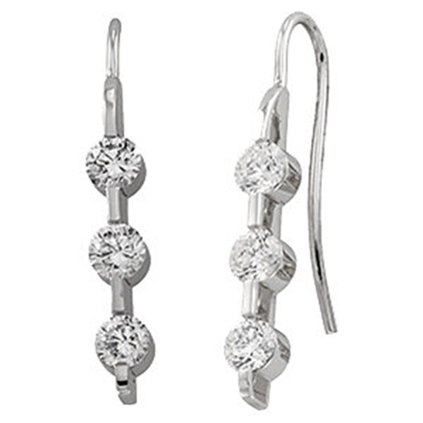 Picture of 1.37 Total Carat Three Stone Round Diamond Earrings