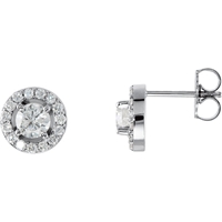 Picture of 1.00 Total Carat Halo Round Diamond Earrings