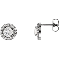 Picture of 1.38 Total Carat Halo Round Diamond Earrings
