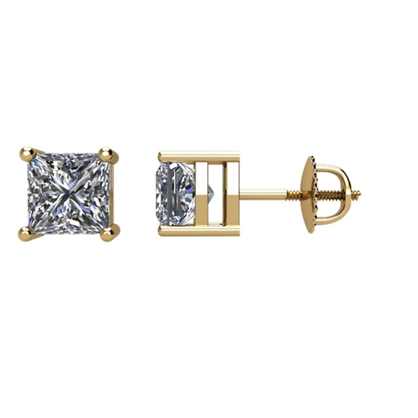 Picture of 1.00 Total Carat Stud Princess Diamond Earrings