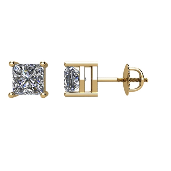 Picture of 0.74 Total Carat Stud Princess Diamond Earrings