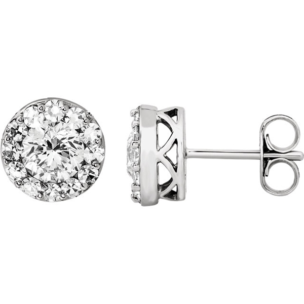 Picture of 1.33 Total Carat Halo Round Diamond Earrings