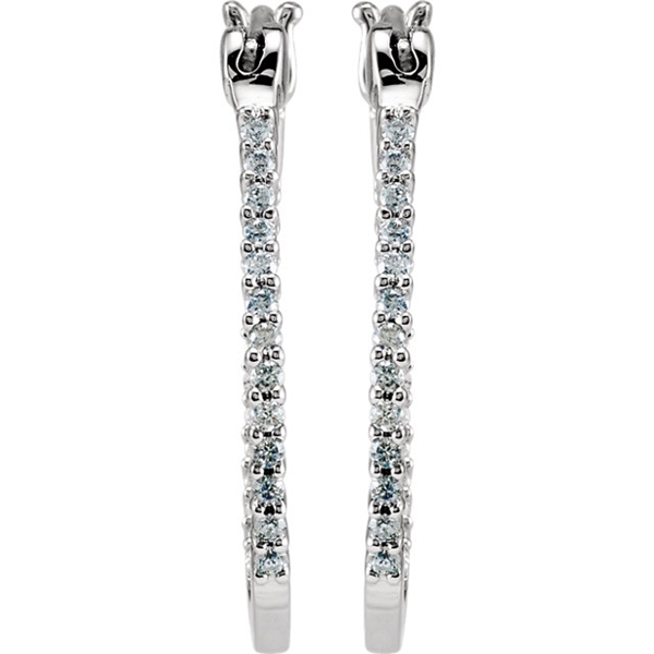 Picture of 0.25 Total Carat Hoop Round Diamond Earrings