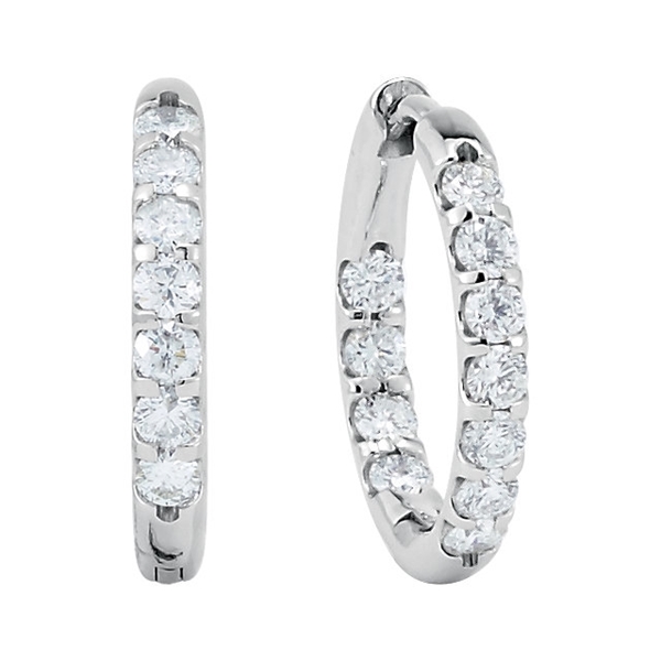 Picture of 1.00 Total Carat Hoop Round Diamond Earrings