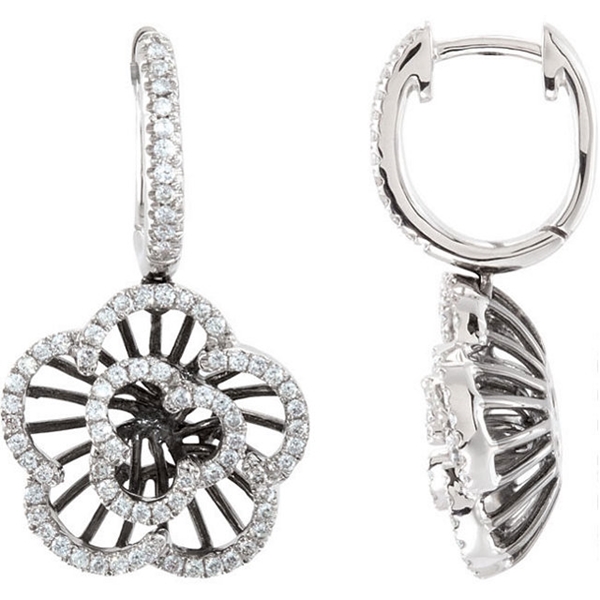 Picture of 0.50 Total Carat Floral Round Diamond Earrings