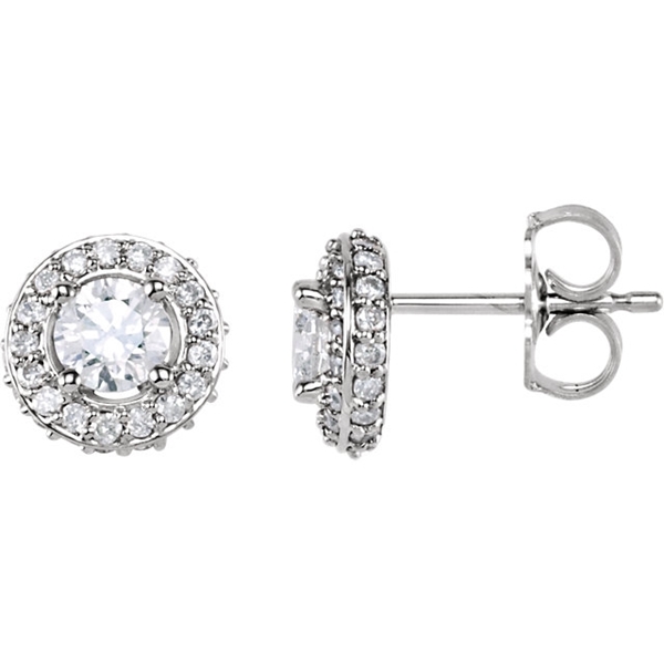 Picture of 0.88 Total Carat Halo Round Diamond Earrings