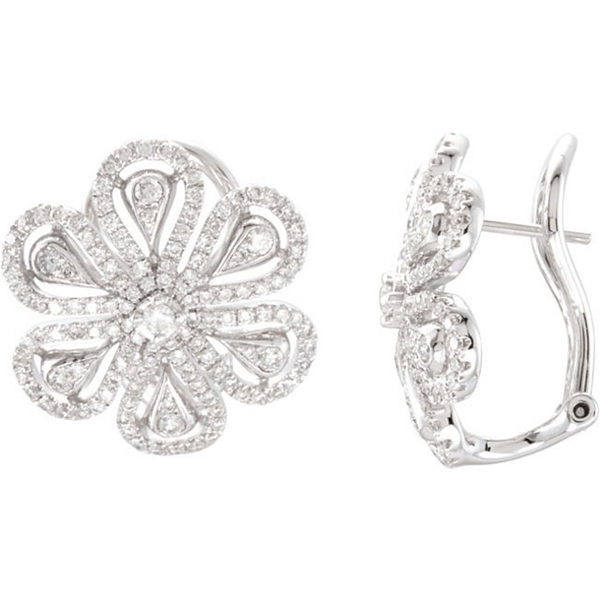 Picture of 1.25 Total Carat Floral Round Diamond Earrings