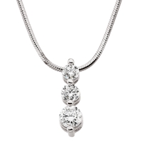 Picture of 1.00 Total Carat Three Stone Round Diamond Necklace