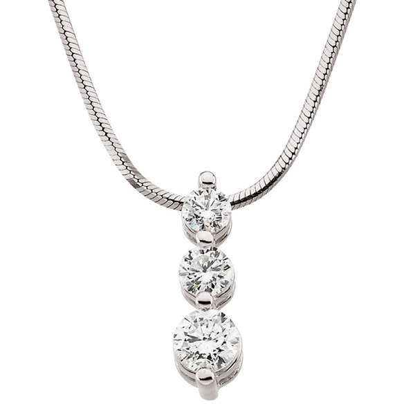 Picture of 1.00 Total Carat Three Stone Round Diamond Necklace