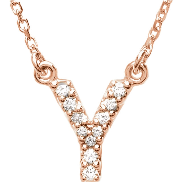 0005900 14kt rose letter y 110 ctw diamond 16 necklace