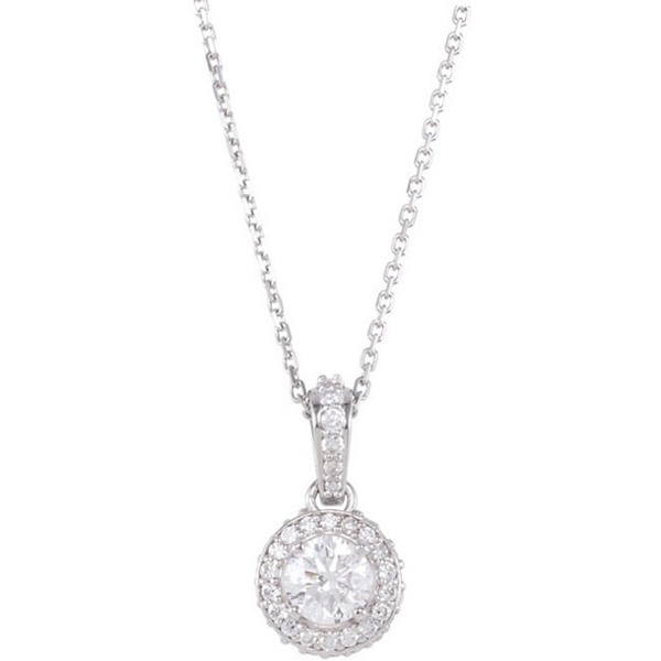 Picture of 0.62 Total Carat Halo Round Diamond Necklace