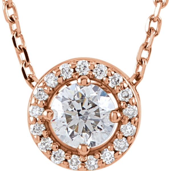 Picture of 0.30 Total Carat Halo Round Diamond Necklace
