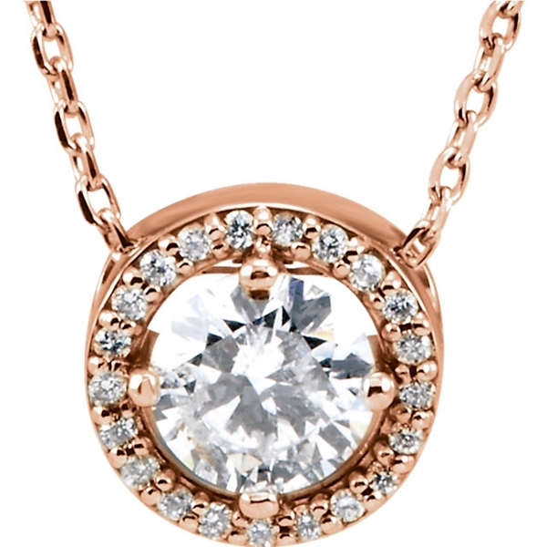 Picture of 0.55 Total Carat Halo Round Diamond Necklace