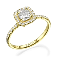 Picture of 0.78 Total Carat Halo Engagement Cushion Diamond Ring