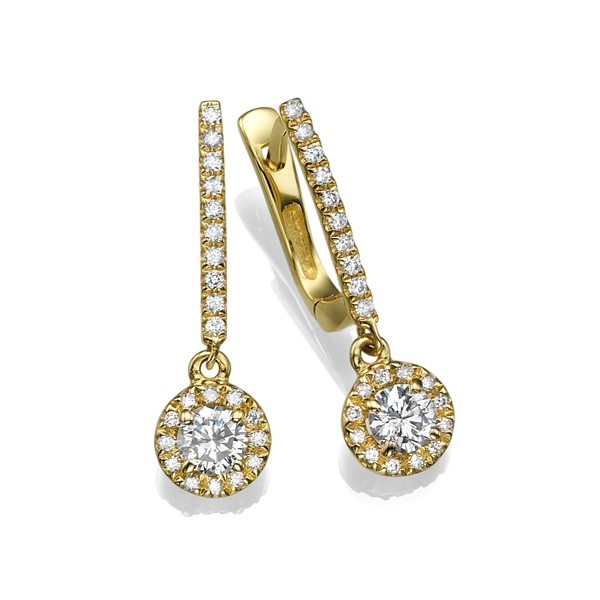 Picture of 1.68 Total Carat Drop Round Diamond Earrings