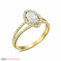 Picture of 0.70 Total Carat Halo Engagement Marquise Diamond Ring