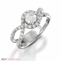 Picture of 1.10 Total Carat Halo Engagement Round Diamond Ring