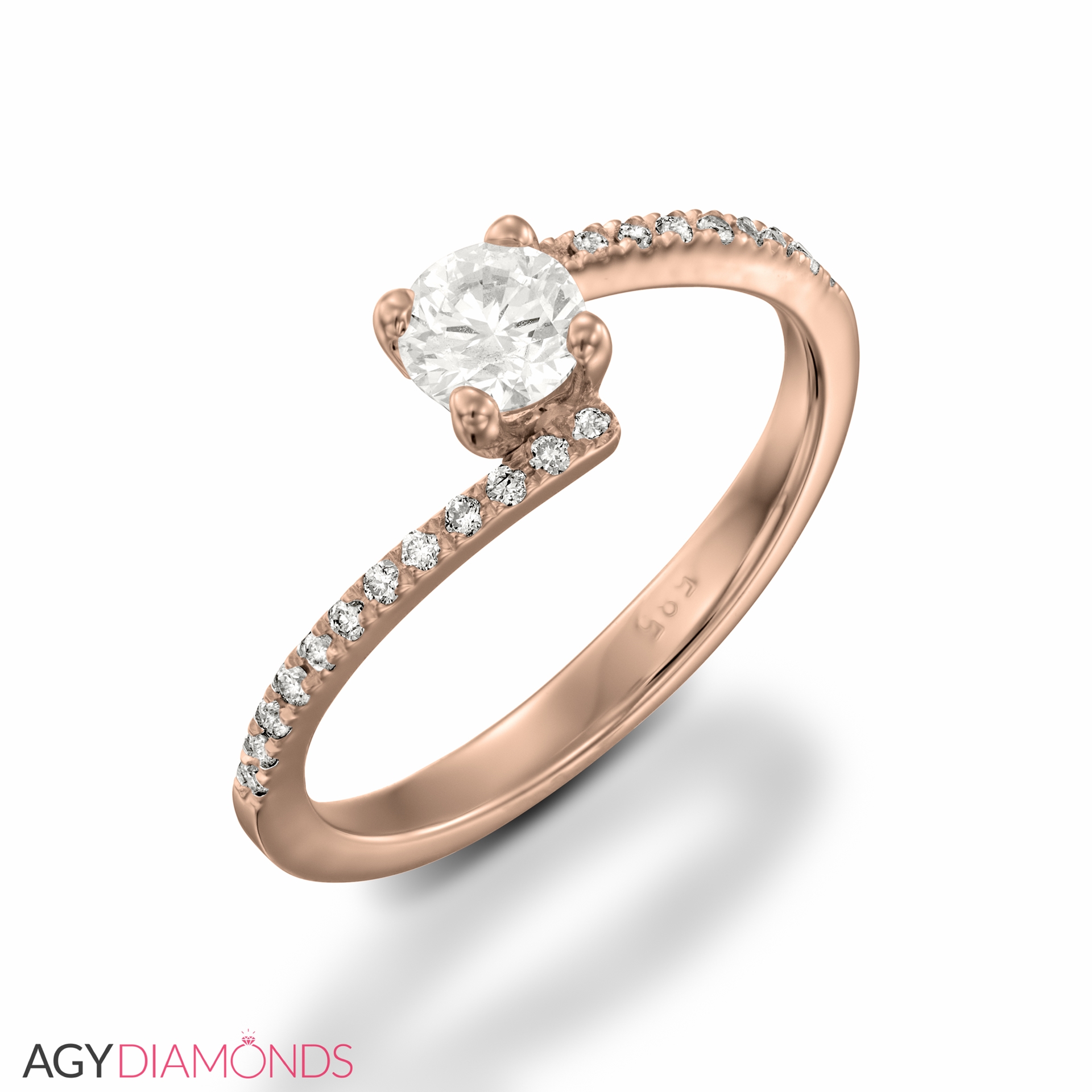 0.62 Total Carat Designer Engagement Round Diamond Ring AGY Diamonds