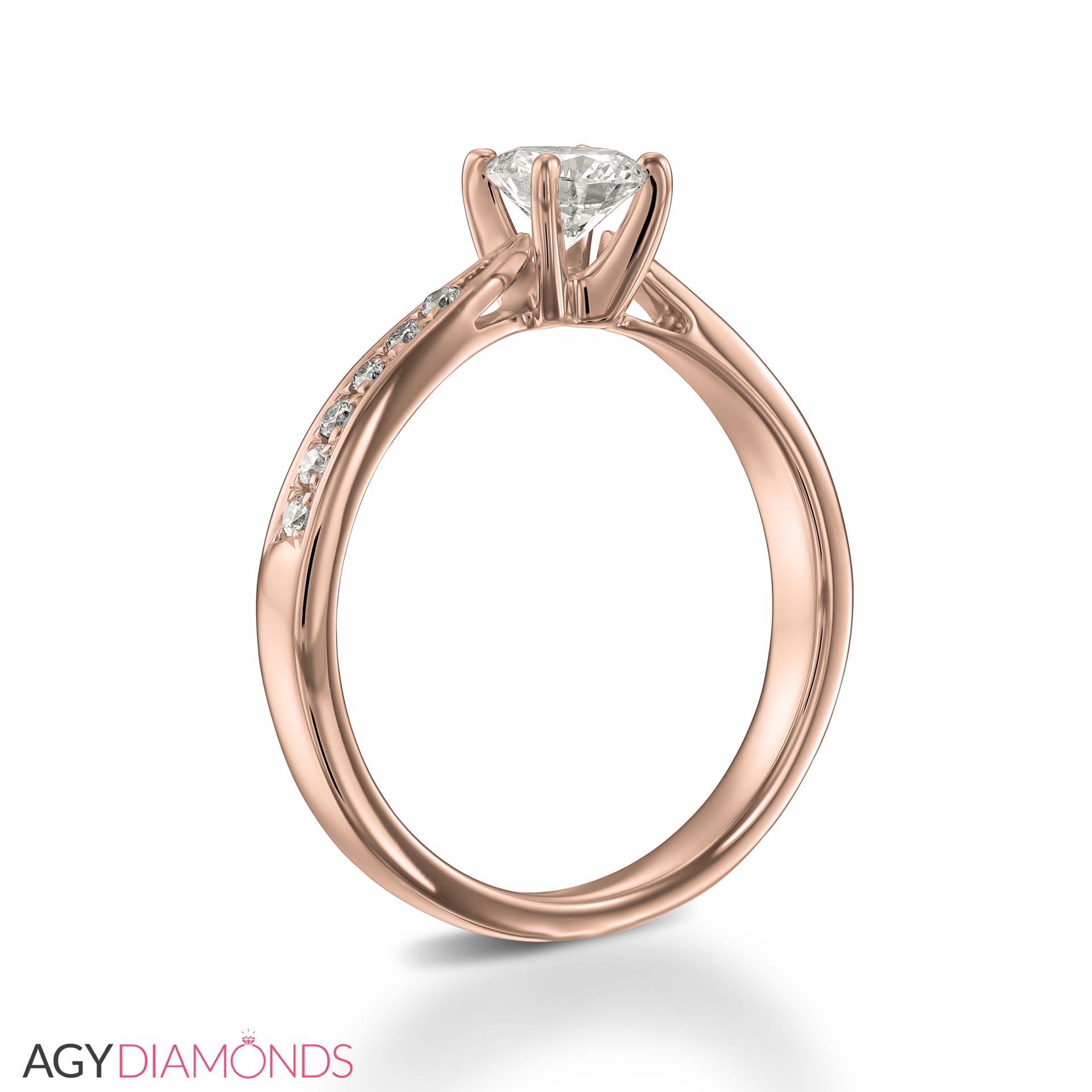 Tapered Classic Round Cut Solitaire Engagement Ring