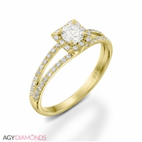 Picture of 0.58 Total Carat Halo Engagement Round Diamond Ring