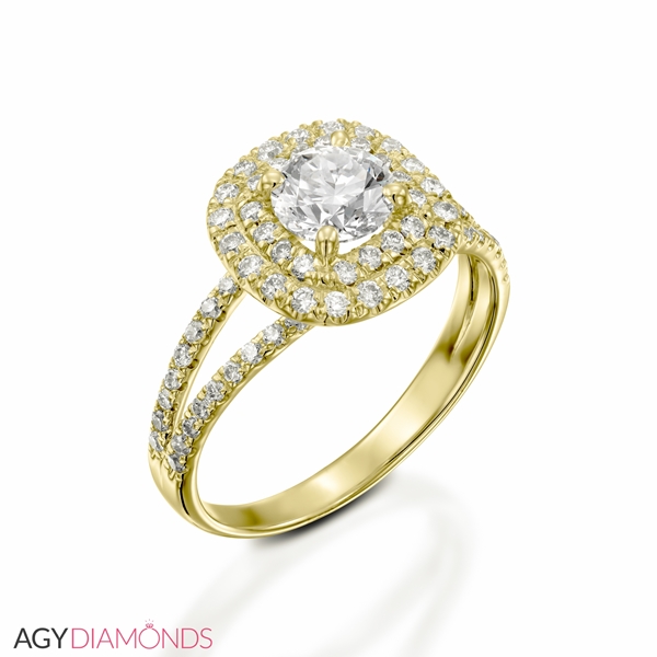 Picture of 0.96 Total Carat Halo Engagement Round Diamond Ring