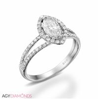 Picture of 0.70 Total Carat Halo Engagement Marquise Diamond Ring