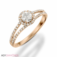 Picture of 0.68 Total Carat Halo Engagement Round Diamond Ring