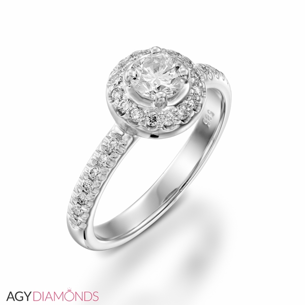 Picture of 0.67 Total Carat Halo Engagement Round Diamond Ring