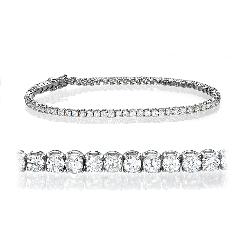 Lab-Created Diamond Tennis Bracelet 12 ct tw Round 14K White Gold 7.25